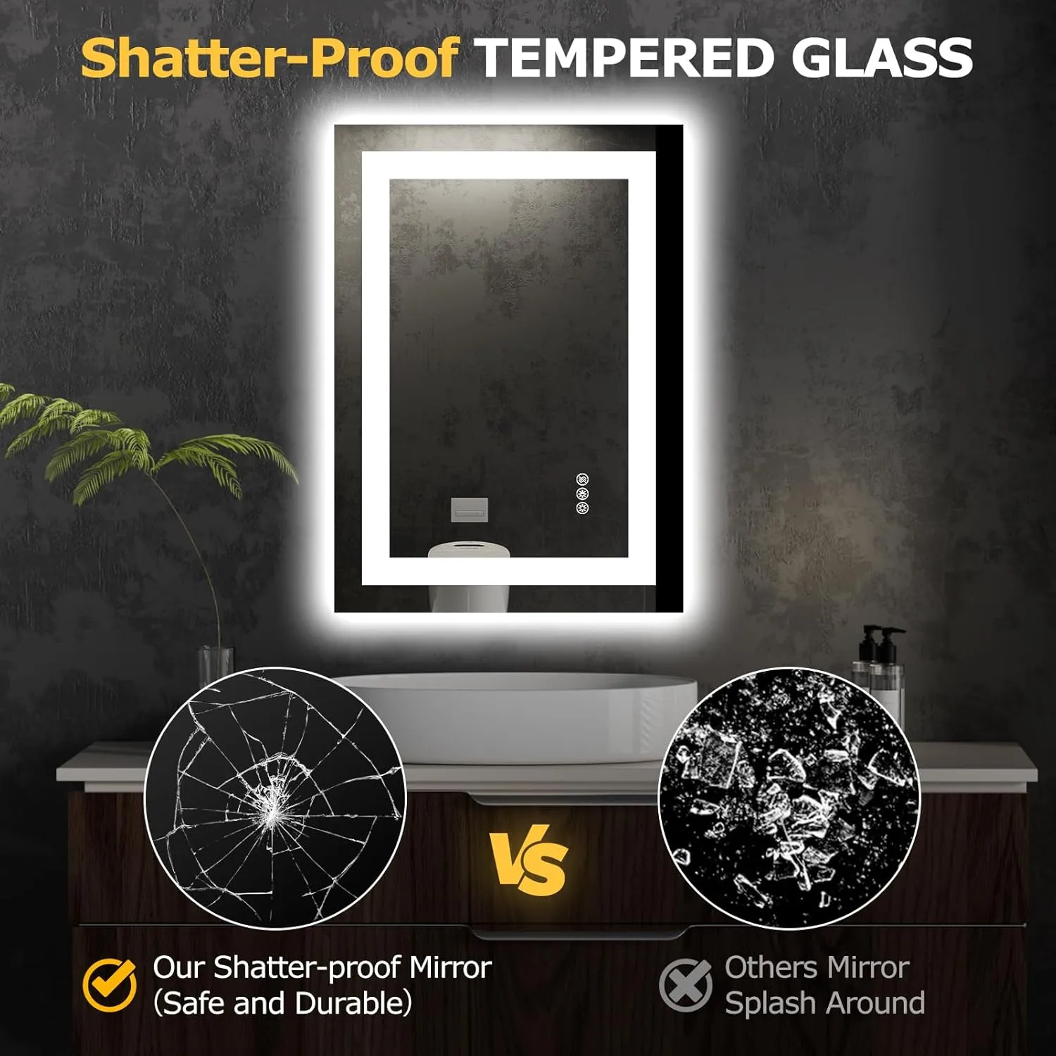 28X20 LED Bathroom Mirror with Lights, Anti-Fog, Dimmable, Backlit   Front Lit, Smart Bathroom Vanity Mirror, Memory Function, Shatterproof, Tempered Glass (Horizontal/Vertical)