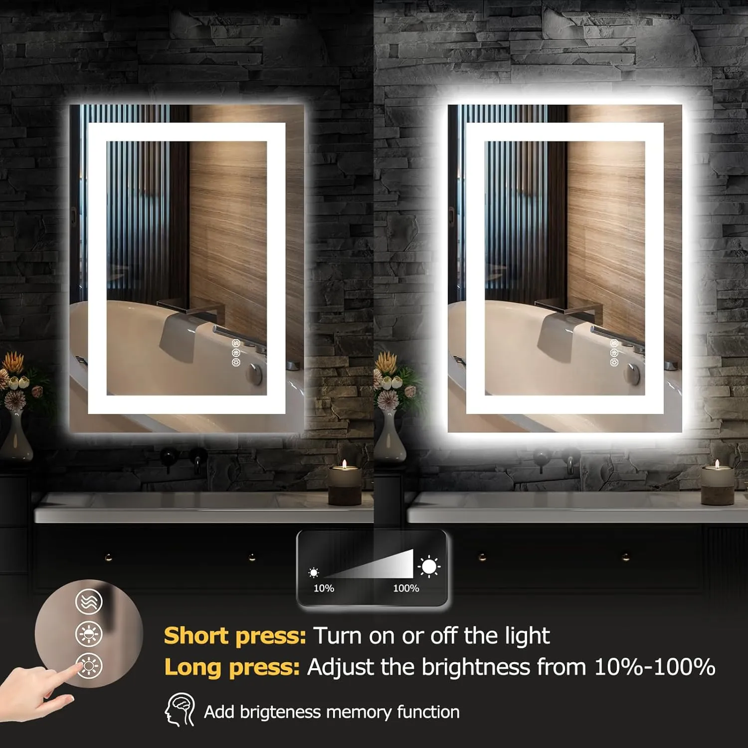28X20 LED Bathroom Mirror with Lights, Anti-Fog, Dimmable, Backlit   Front Lit, Smart Bathroom Vanity Mirror, Memory Function, Shatterproof, Tempered Glass (Horizontal/Vertical)