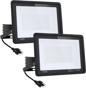 2Pack-100W 11000LM Super Bright LED Flood Light with Excellent Color Restore Ability - Waterproof, Shatterproof, Energy Saving - Perfect for Indoor and Outdoor Use