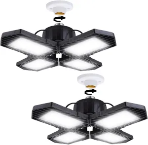 2Pack LED Garage Lights,100W Deformable LED Lighting 10000LM E26 Daylight 6000K Super Bright Adjustable Lights for Warehouse