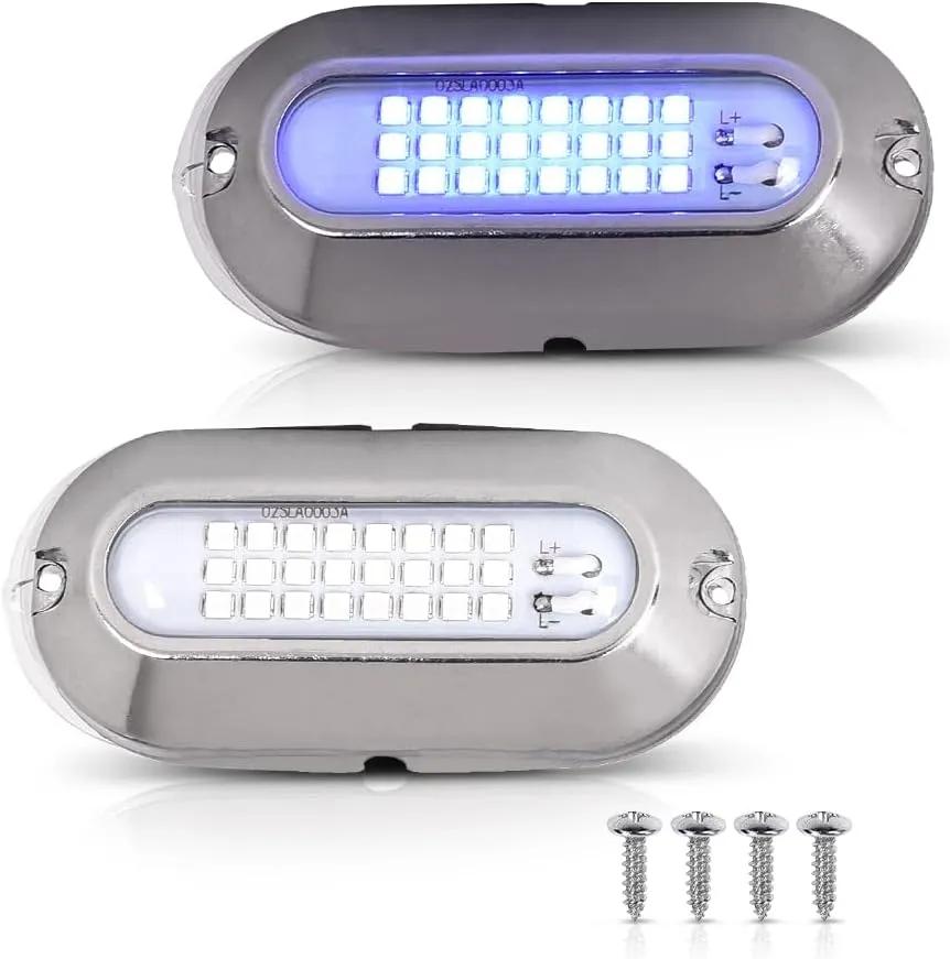 2Pcs Blue Waterproof Boat Marine LED Lights Deck Light Pontoon Boat Docking Transom Lights Yacht Trailer Stern Navigation Light Interior Lights 12V