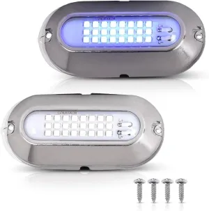 2Pcs Blue Waterproof Boat Marine LED Lights Deck Light Pontoon Boat Docking Transom Lights Yacht Trailer Stern Navigation Light Interior Lights 12V