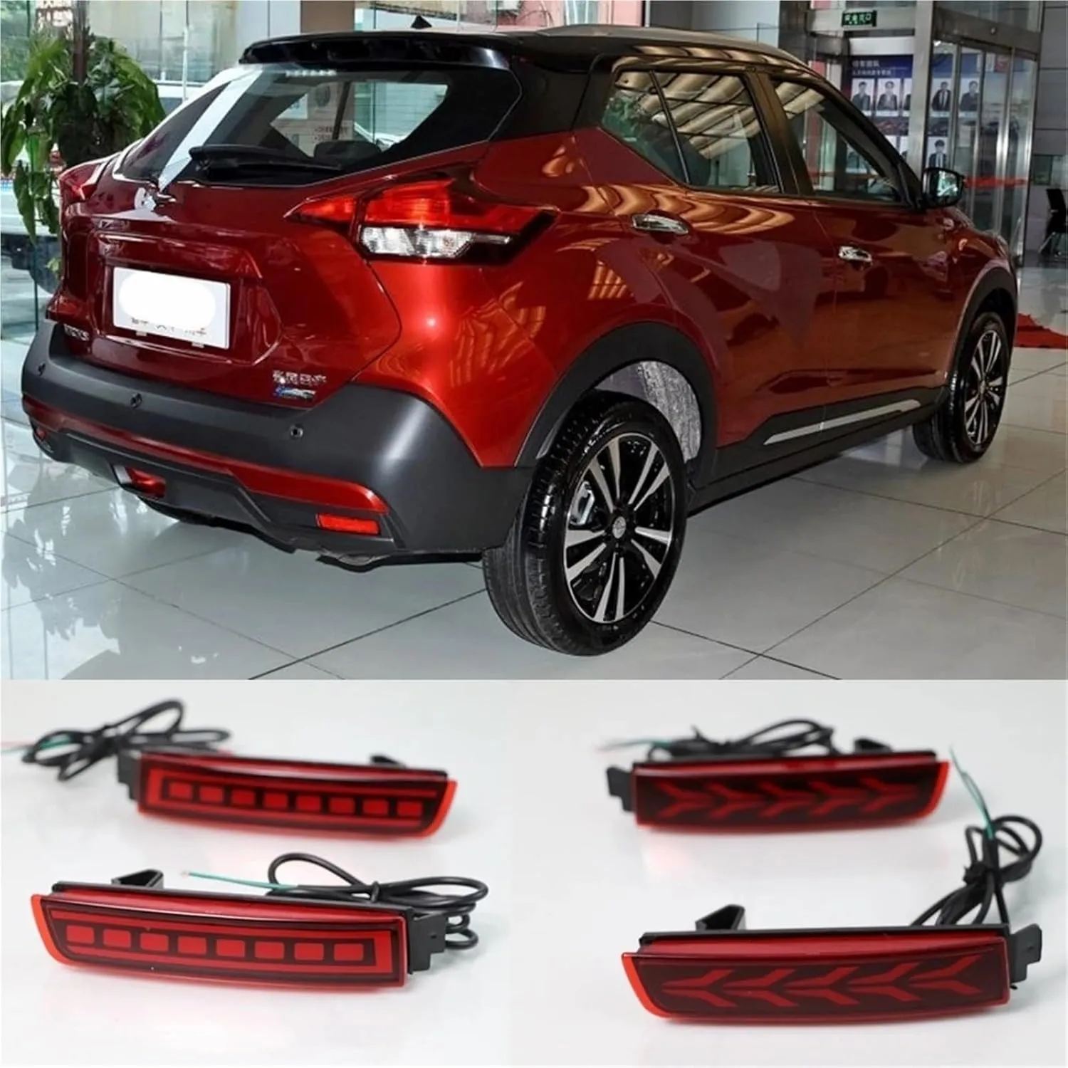 2PCS LED Reflector Compatible With Kicks 2016-2020 Car Tail Light Rear Fog Lamp Bumper Light Auto Bulb Brake Light(Model C)