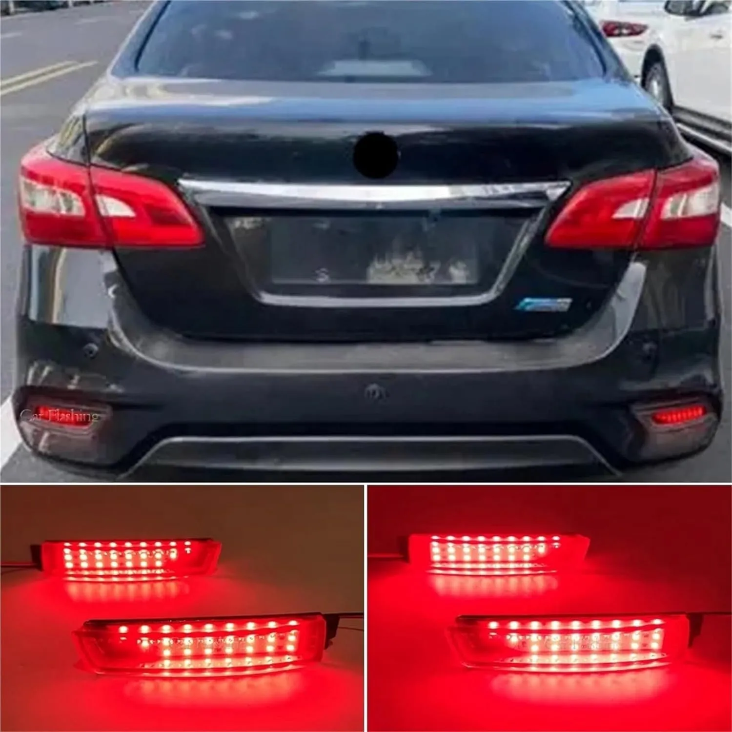 2PCS LED Reflector Compatible With Kicks 2016-2020 Car Tail Light Rear Fog Lamp Bumper Light Auto Bulb Brake Light(Model C)
