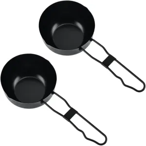 2pcs Portable Outdoor Cooking Pot Lightweight Iron Stewpans for Camping Backpacking and Picnics Convenient Kitchen Cookware Smooth and Comfortable Grip