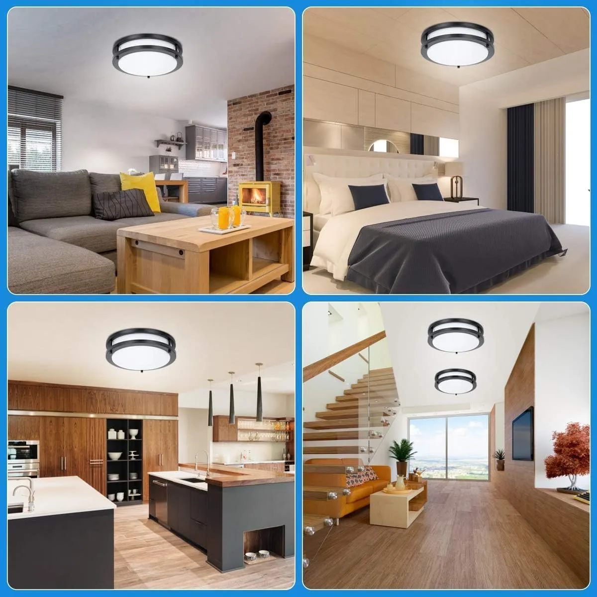 36W Dimmable Ceiling Light Fixture, 12 inch Flush Mount Light Fixture, LED Ceiling Lights for Bathroom, Bedroom, Kitchen, Super Bright 4000 Lumens, 400W Equivalent, 5000K Daylight