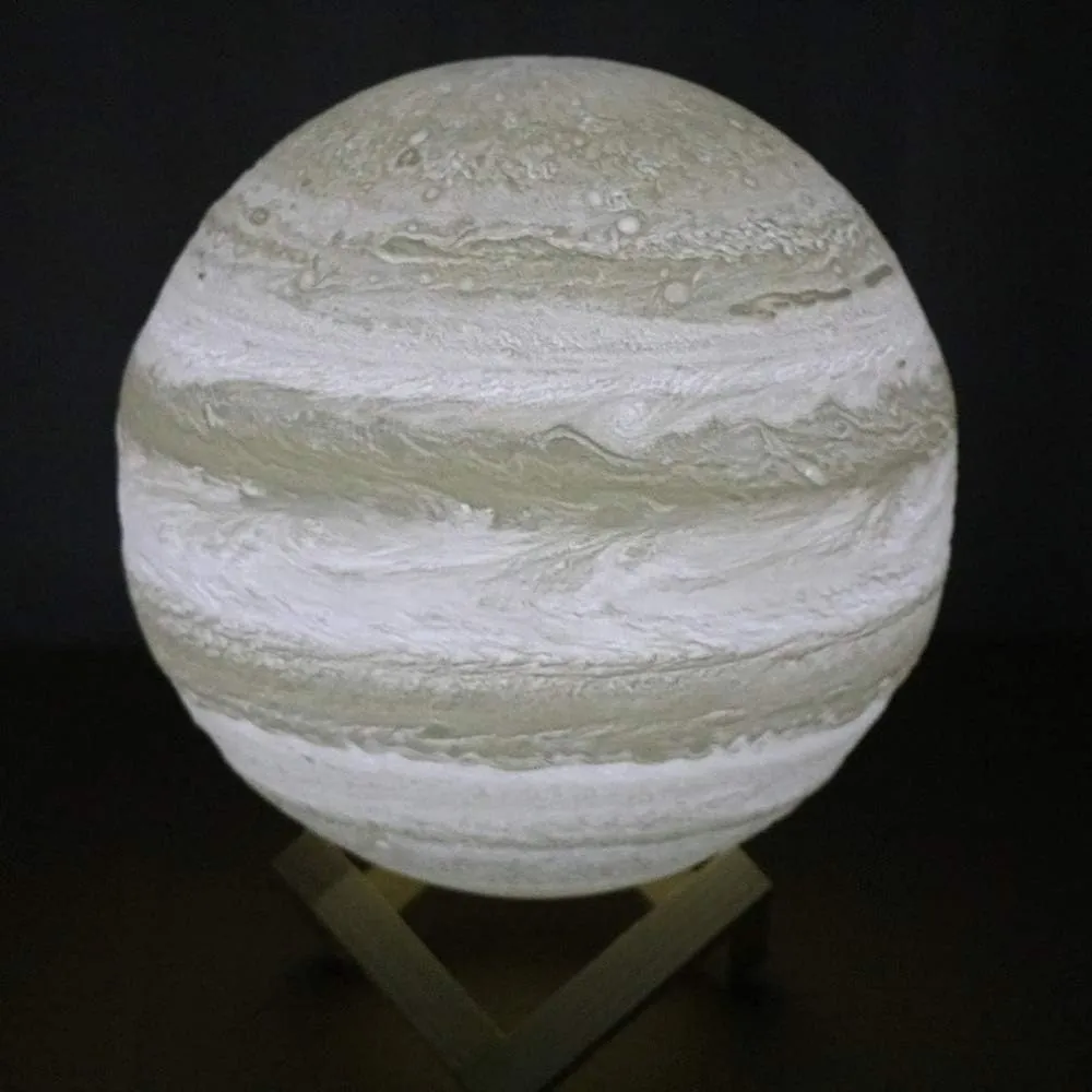 3D Jupiter Night Lamp Planet Light Remote & Touch Control 16Colors with Stand USB Recharging Night Light Bedroom Decor Birthday Gift