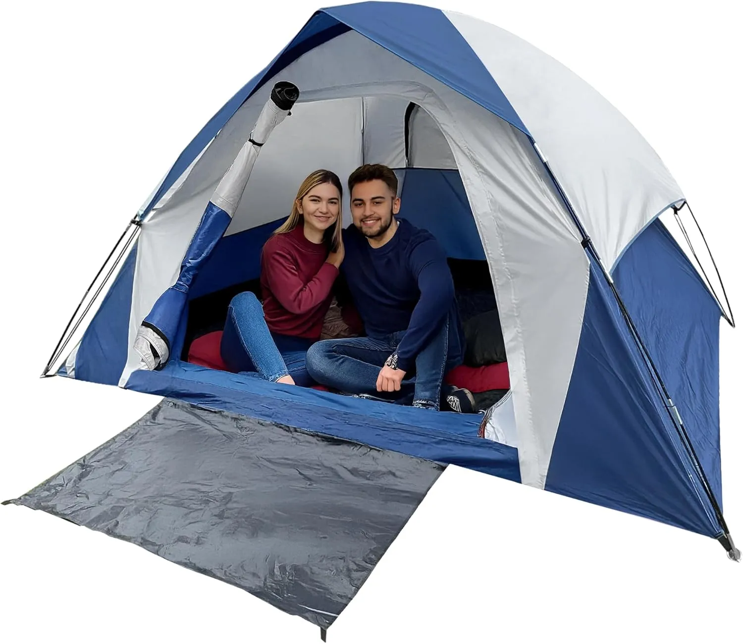4-6 Person Dome Camping Tent, Double Layer Waterproof, Removable Rain Fly, for Outdoor Hiking, Fishing