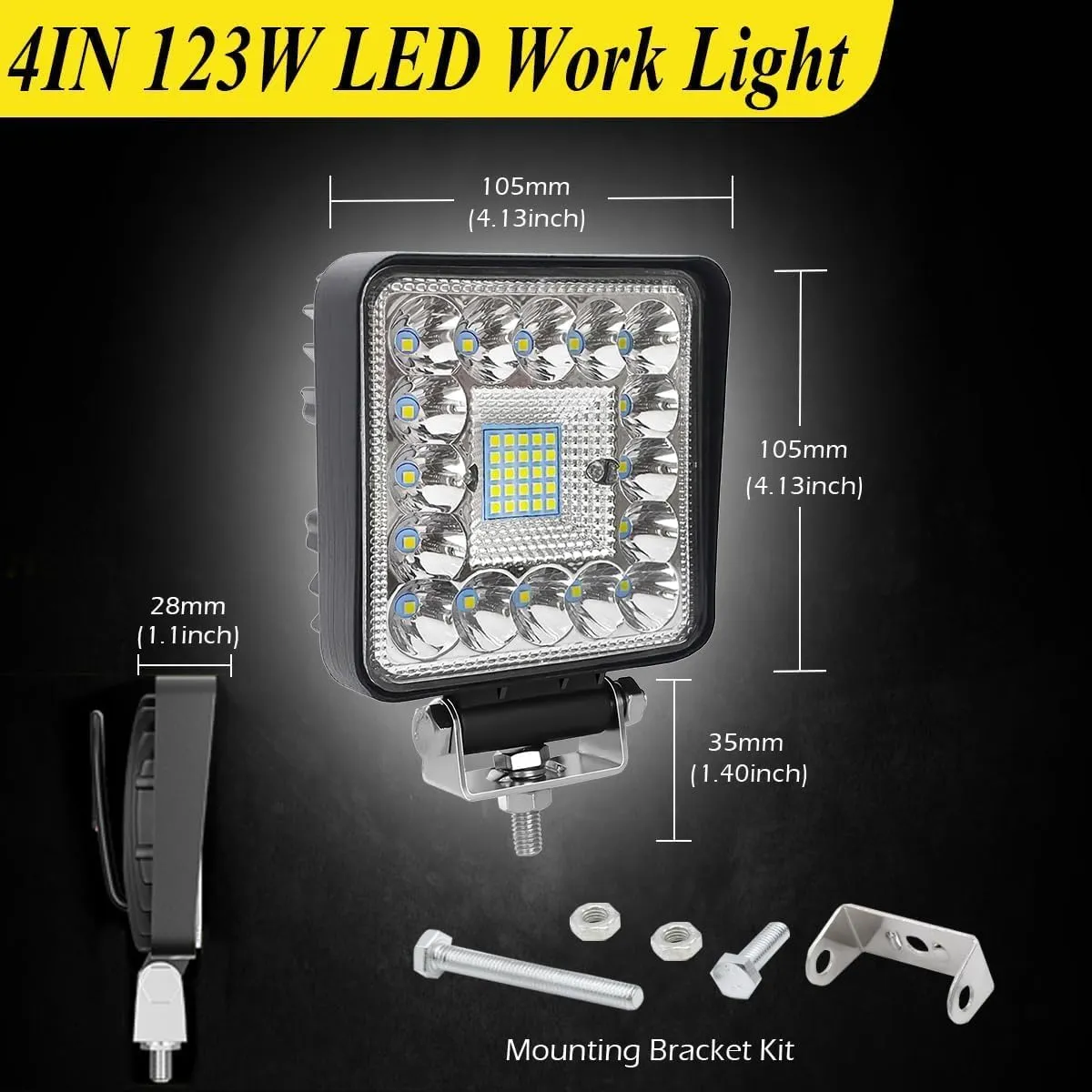 4 Inch Cube LED Work Lights for Tractor, Driving Fog Off Road Lights, LED Light pods 123W for Motorcycles Jeep Trucks Pickup Golf Cart SUV ATV UTV 4x4 Van Camper, 20Pack