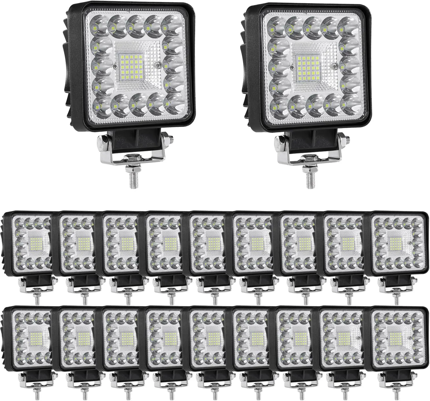4 Inch Cube LED Work Lights for Tractor, Driving Fog Off Road Lights, LED Light pods 123W for Motorcycles Jeep Trucks Pickup Golf Cart SUV ATV UTV 4x4 Van Camper, 20Pack