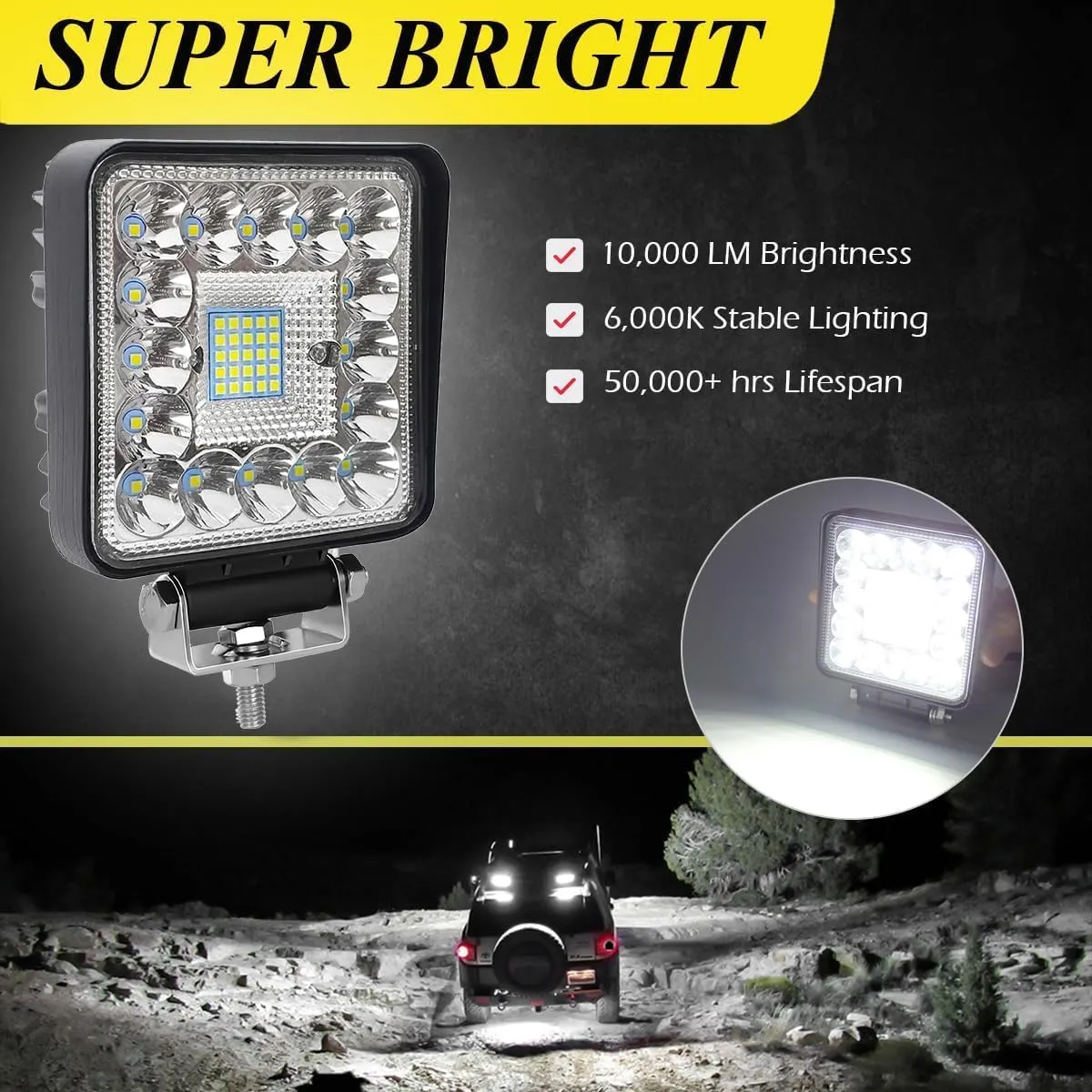 4 Inch Cube LED Work Lights for Tractor, Driving Fog Off Road Lights, LED Light pods 123W for Motorcycles Jeep Trucks Pickup Golf Cart SUV ATV UTV 4x4 Van Camper, 20Pack