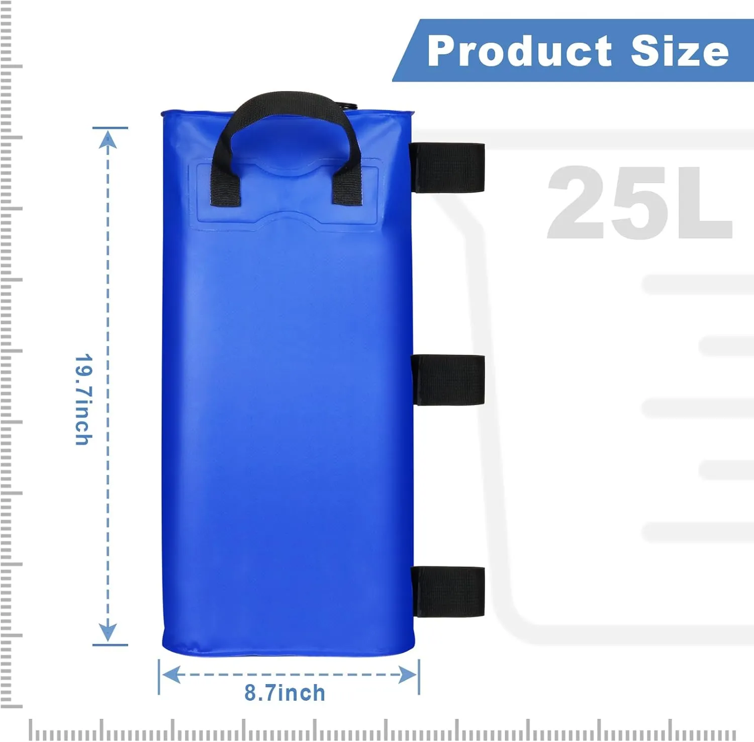 4 Pack Canopy Water Weight Bag, 220 LBS Water Tent Weights Set of 4 Leg Weights for Gazebo, Pop Up Canopy, Canopies, Tent (Blue 25L)