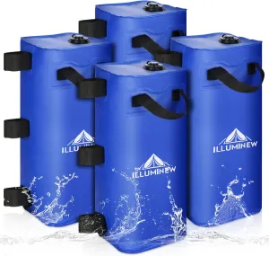 4 Pack Canopy Water Weight Bag, 220 LBS Water Tent Weights Set of 4 Leg Weights for Gazebo, Pop Up Canopy, Canopies, Tent (Blue 25L)