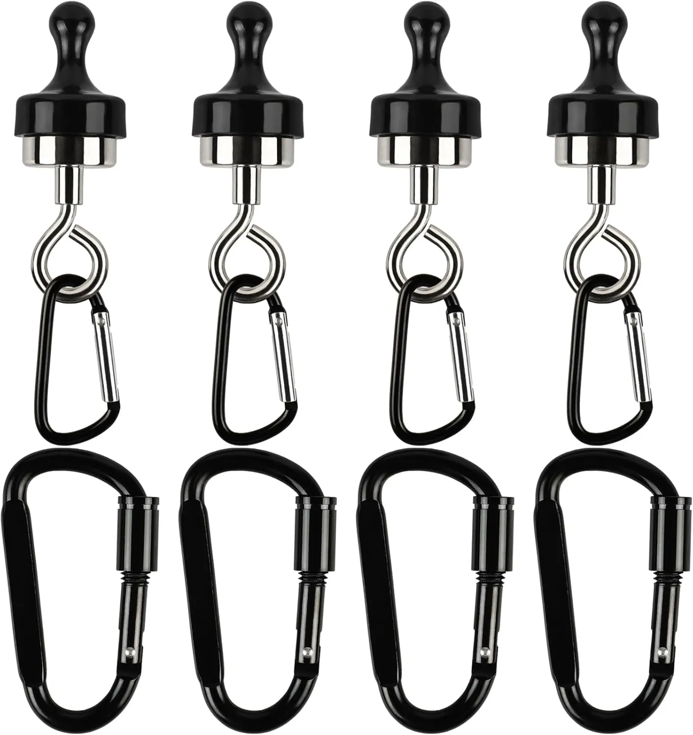 4 Pack Magnetic Hooks for Canopy, Magnetic Clip with 8 Hanging Ring for Camping Tent Accessories, Heavy Duty Swivel Hanging Tent for Glamping