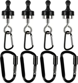 4 Pack Magnetic Hooks for Canopy, Magnetic Clip with 8 Hanging Ring for Camping Tent Accessories, Heavy Duty Swivel Hanging Tent for Glamping