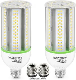 40W LED Corn Cob Bulb, 400W Equivalent, 5000K Daylight, E26/e39 Base, 5600 Lumens - Replace Halogen/Metal Halide, for Barn, Shop, Porch, Yard, Garage Lighting
