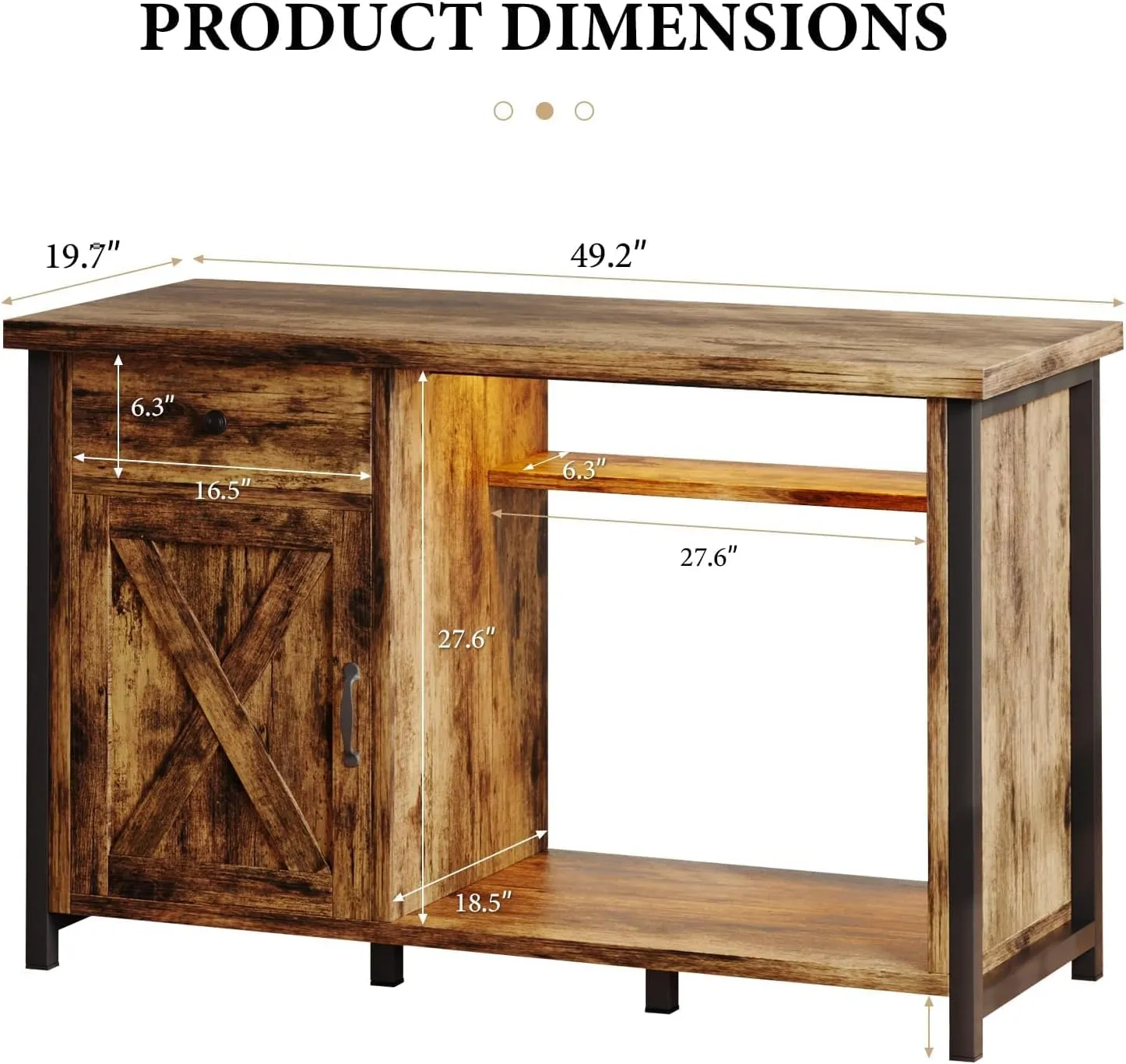 4ever2buy 55 Gallon Fish Tank Stand with LED Light & Power Outlets, 55-75 Gallon Aquarium Stand with Drawer & Barn Door, Cabinet for Fish Tank Accessories Storage for Reptile Tank, Turtle Tank, Black