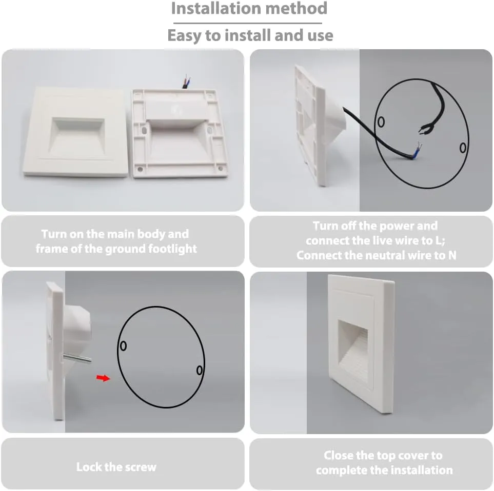 4Pcs 1.5W LED Step Light Warm White 3000K, Recessed Wall Light IP65 Waterproof, Stair Light Staircase Lighting lamp, Inside Balcony Corridor,120V