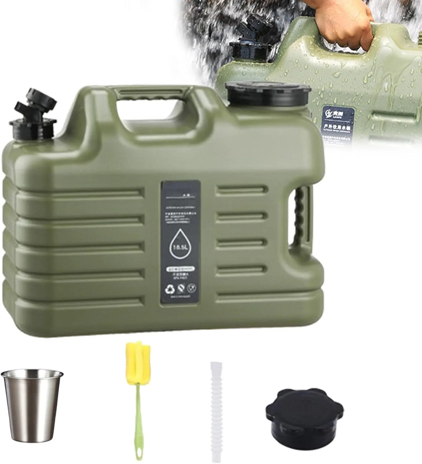 5 Gallon Water Jug, 3/5/6 Camping Water Container with Spigot, BPA Free, Portable Waterproof Leak Proof Overlanding Gear for Outdoors Hiking Camping Picnic Supplies(3gal)
