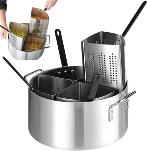 5-Piece Vegetable and Pasta Cooker Set with 20 Qt. Aluminum Pot and 5 Qt. Stainless Steel Inserts Strainer Baskets, pasta pot with strainer baskets to cook multiple servings at once