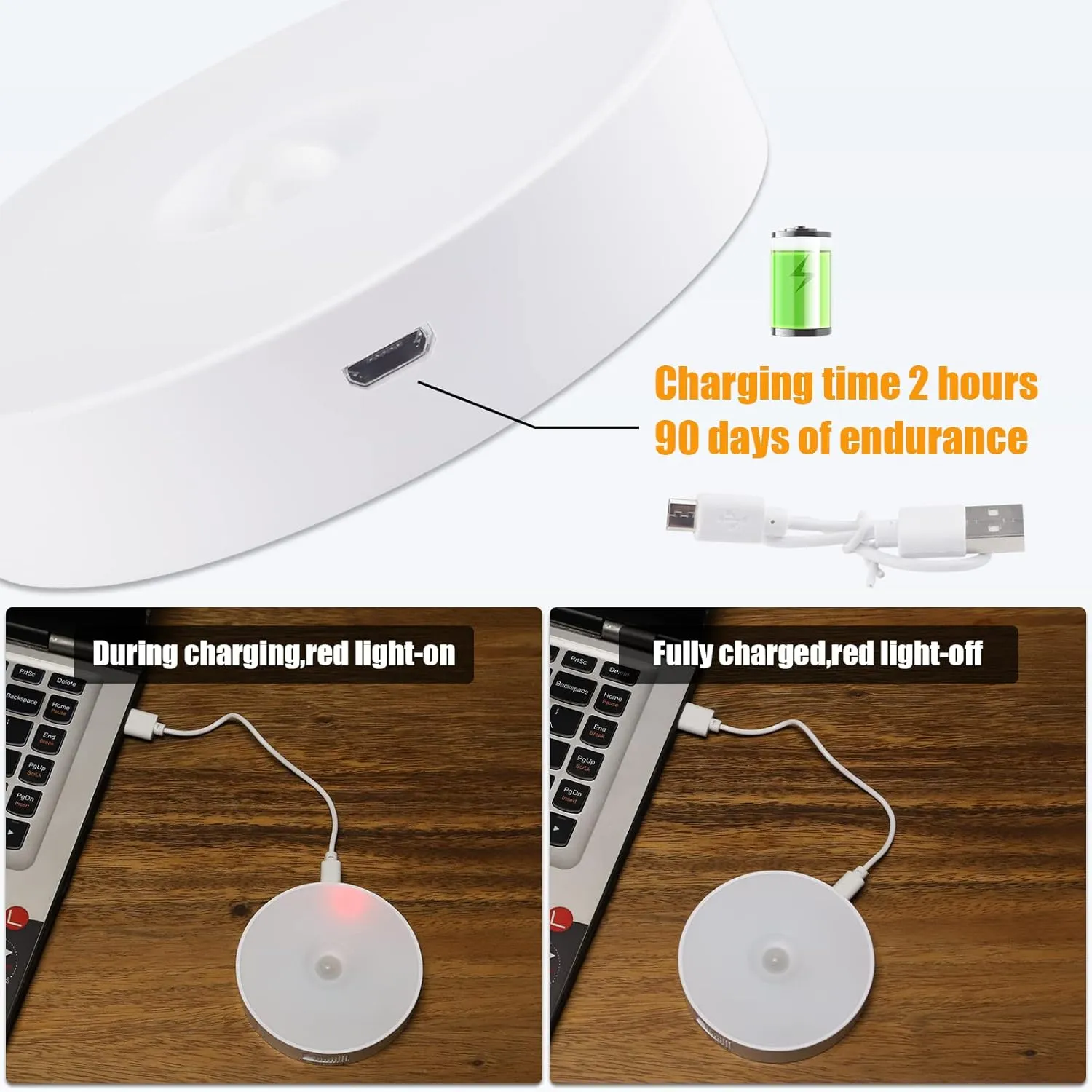 6 Pack Motion Sensor Light Indoor [8 LEDs], Electight Night Light USB Rechargeable, 400 mAh Battery & 3 Light Modes, Cordless Magnetic Sticker Nightlight, for Stair, Closet, Hallway - 6000K Cold White