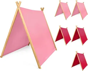 6 Pack Teepee Tents for Kids Bulk, Kids Sleepover Play Tents Toddler Washable Foldable Teepee Shelter for Girls & Boys Indoor Outdoor Slumber Pajama Party (Pink,Rose Red)