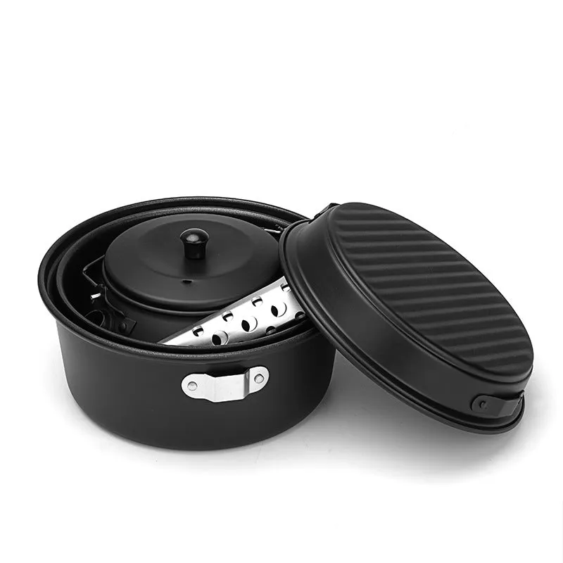 6Pcs Lightweight Portable Non-Stick Aluminum Camping Pot Set