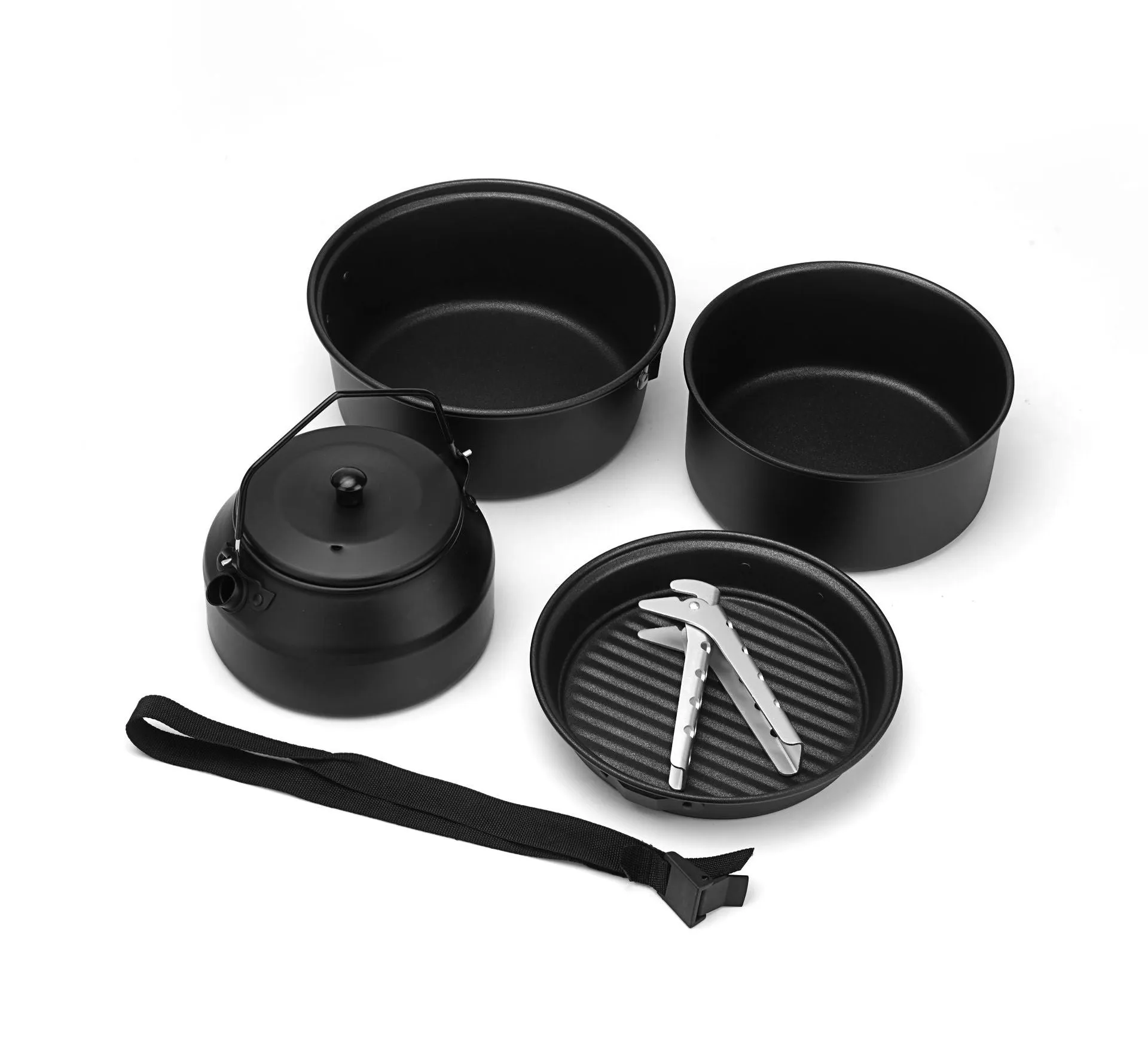 6Pcs Lightweight Portable Non-Stick Aluminum Camping Pot Set
