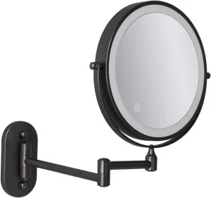 8 inch Wall Mounted Makeup Mirror, LED Touch Screen Adjustable with 3 Color Lights Double Sided 1X/5X Magnifying Vanity Mirror, Swivel Extendable (Color : Silvery, Size : Charging 3X)