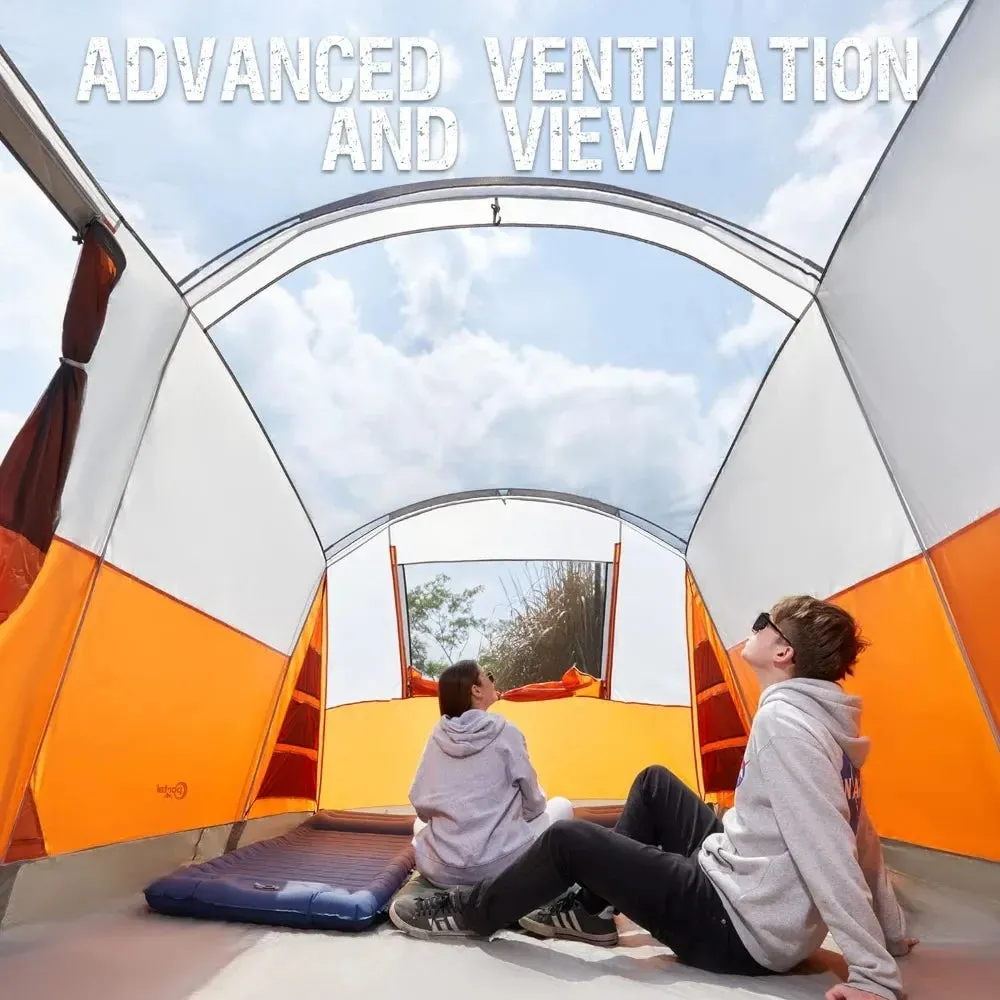 8 Person Family Camping Tent with Screen Porch, Portable Water Resistant Windproof Cabin Tent with Rainfly, for Family Camping