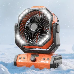 8” Portable Rechargeable Fan, Battery Operated Camping Fan with 27H Work Hours, Remote, Auto Oscillation, Timer, Hook for RV Tent Hurricane Emergency Orange