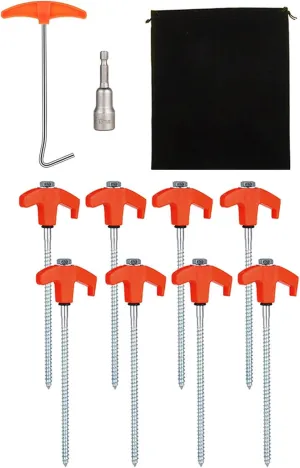 8Pcs Screw Thread Tent Stakes Pin Campings Tent Peg with Hexagon Socket Ground Pin for Fixings Tent Tarps Awnings