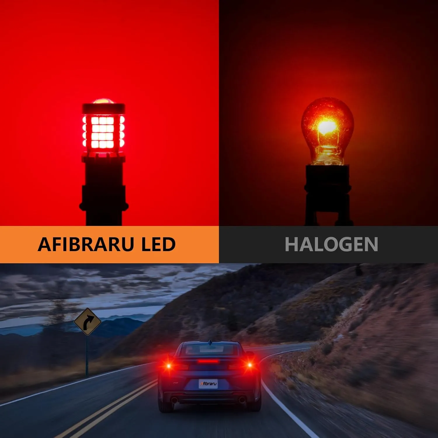 9-80V 3157 Red LED Bulb for Brake Light, Ultra Bright 3156 Led Bulb with Projector Lens, T25 3056 3057 Led Bulbs for Stop Parking Tail Light, 3030 57-SMD, 360°Lighting, Pack of 2