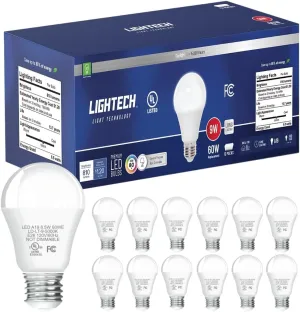 A19 LED Light Bulbs, 12 Pack, 60W Equivalent, 9W Daylight 5000K LED Light Bulb, 810 LM, Bedroom, Living Room, Office, Garage, Daylight LED Light Bulbs, Light Bulbs, Non-Dimmable, E26, UL Listed