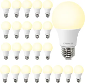 A19 LED Light Bulbs, 60 Watt Equivalent LED Bulb, 2700K Soft White 800Lumen Light Bulb 8.5W, Non-Dimmable Lighting E26 Base, CRI 80 , 15000  Hours Lifespan, Pack of 24
