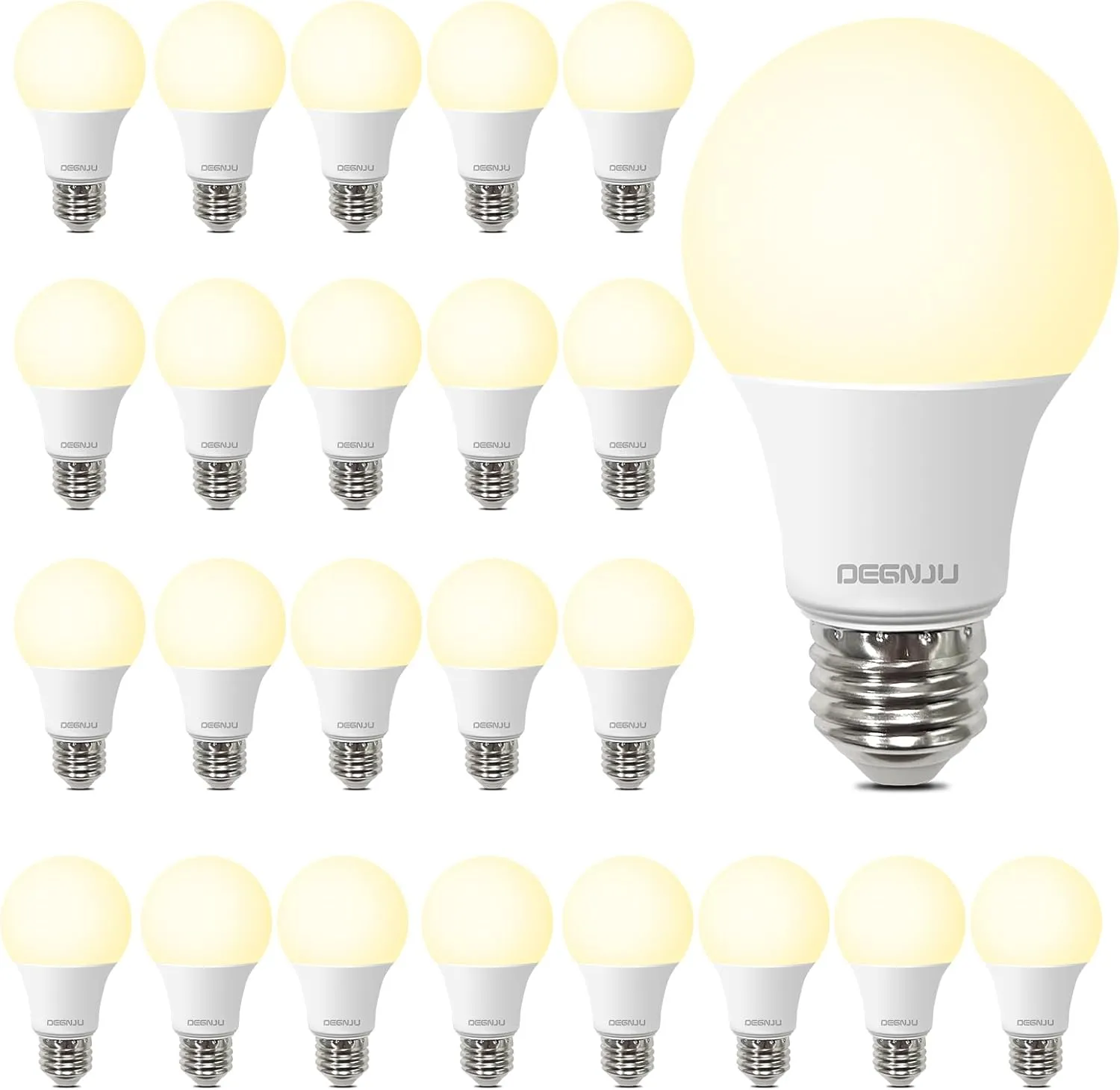 A19 LED Light Bulbs, 60 Watt Equivalent LED Bulb, 2700K Soft White 800Lumen Light Bulb 8.5W, Non-Dimmable Lighting E26 Base, CRI 80 , 15000  Hours Lifespan, Pack of 24