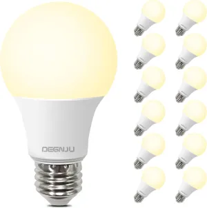 A19 LED Light Bulbs, 60 Watt Equivalent LED Bulbs, Soft White 2700K, 800 Lumens, E26 Standard Base, Non-Dimmable, 8.5W Warm White LED Bulbs for Bedroom Living Room, 12 Pack