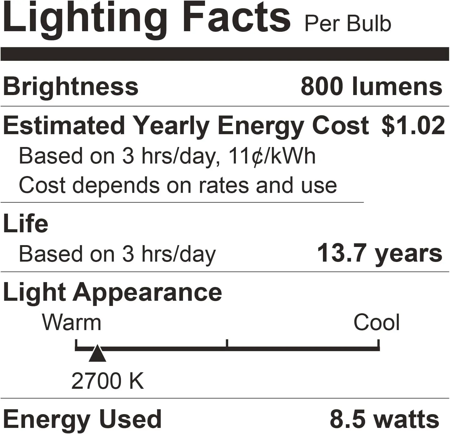 A19 LED Light Bulbs, 60 Watt Equivalent LED Bulbs, Soft White 2700K, 800 Lumens, E26 Standard Base, Non-Dimmable, 8.5W Warm White LED Bulbs for Bedroom Living Room, 12 Pack