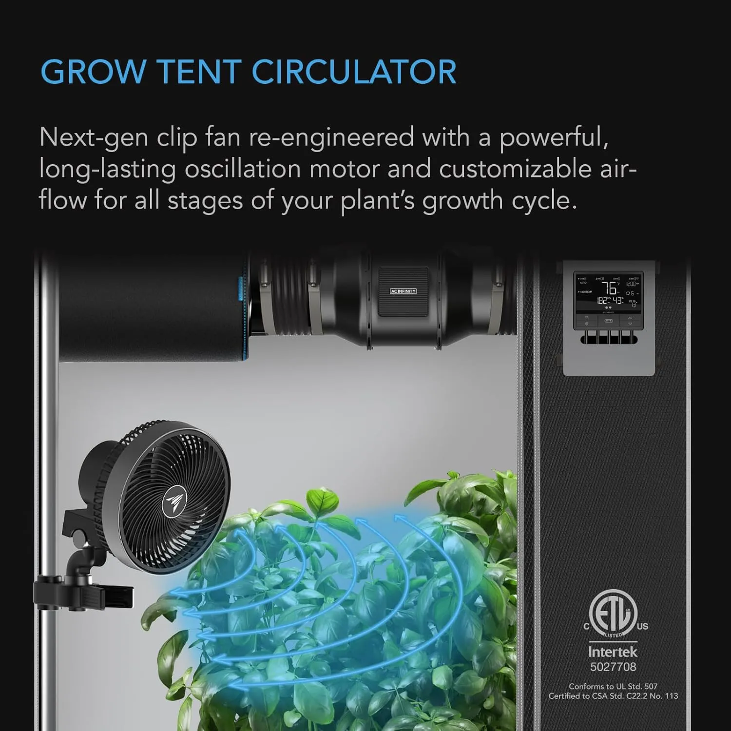 AC Infinity Advance Grow System 3x3, 3-Plant Kit, WiFi-Integrated Grow Tent Kit, Automate Ventilation, Circulation, Schedule Full Spectrum Samsung LM301H LED Grow Light, 2000D Mylar Tent