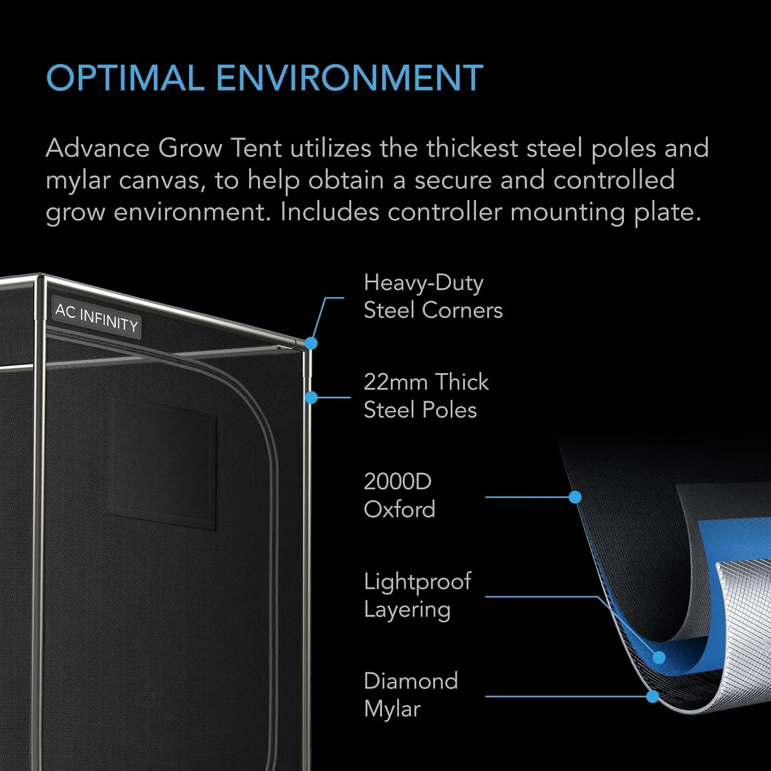 AC Infinity Advance Grow System 3x3, 3-Plant Kit, WiFi-Integrated Grow Tent Kit, Automate Ventilation, Circulation, Schedule Full Spectrum Samsung LM301H LED Grow Light, 2000D Mylar Tent