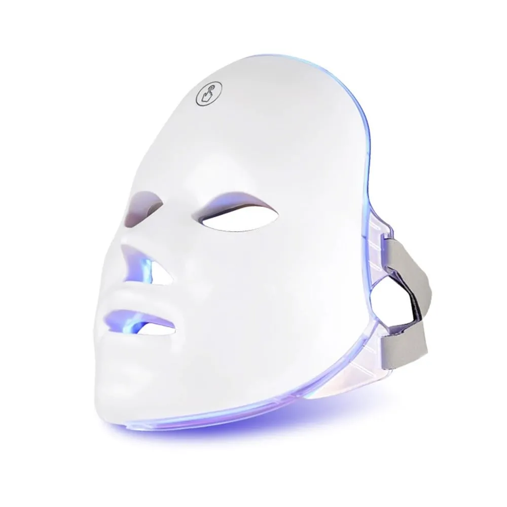Aimery Red Light Therapy Face, 7 LED Light Therapy Face care Mask, Home Mask Skin Care, USB rechargeable, portable (white)