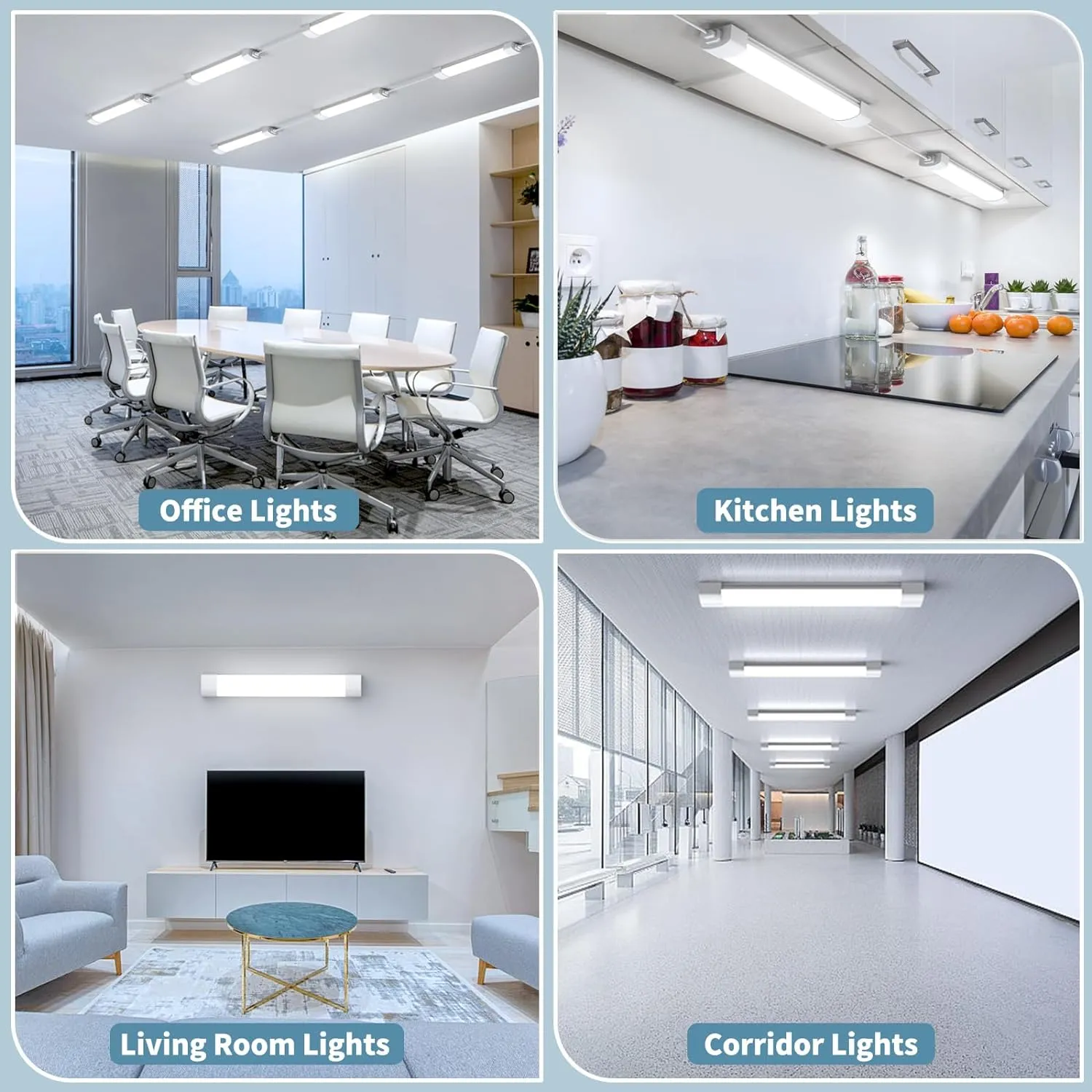 Airand Ceiling Lights LED Plug in 2ft Flushmount LED Tube Light 5000K Linkable Garage Light Fixture 18W Wraparound Ceiling Lamp Utility Shop Light Corded Under Cabinet Light with ON/Off Switch