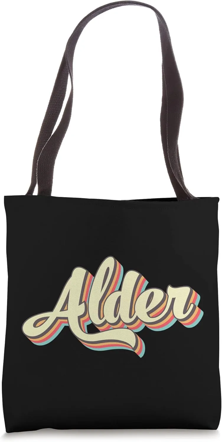 Alder TShirt Retro Art Baseball Font Vintage Tote Bag