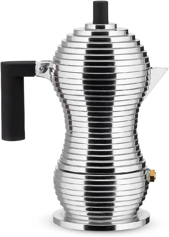 Alessi MDL02/1 B Pulcina Stove Top Espresso 1 Cup Coffee Maker in Aluminum Casting Handle And Knob in Pa, Black