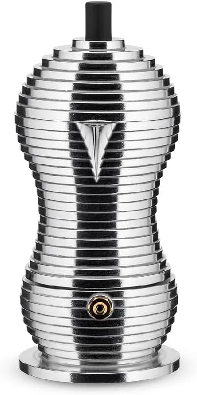 Alessi MDL02/1 B Pulcina Stove Top Espresso 1 Cup Coffee Maker in Aluminum Casting Handle And Knob in Pa, Black