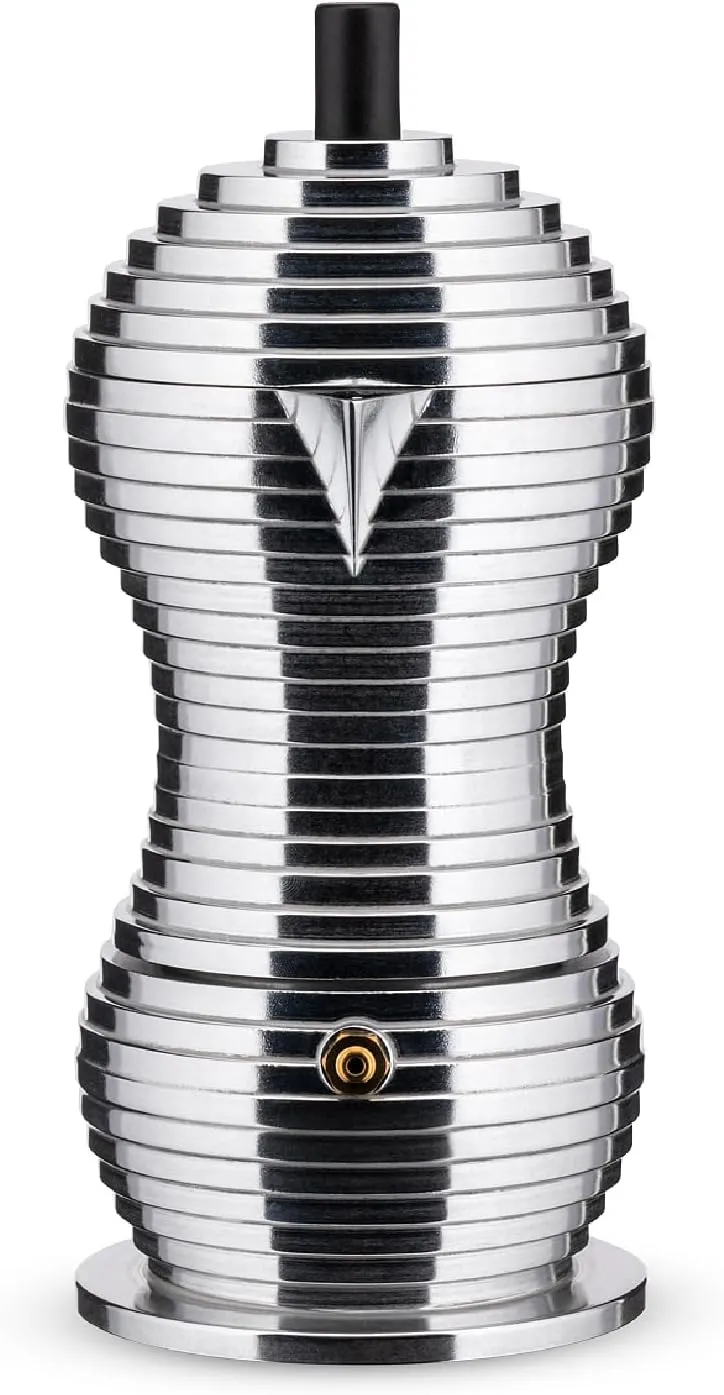 Alessi MDL02/6 B Pulcina Stove Top Espresso 6 Cup Coffee Maker in Aluminum Casting Handle And Knob in Pa, Black