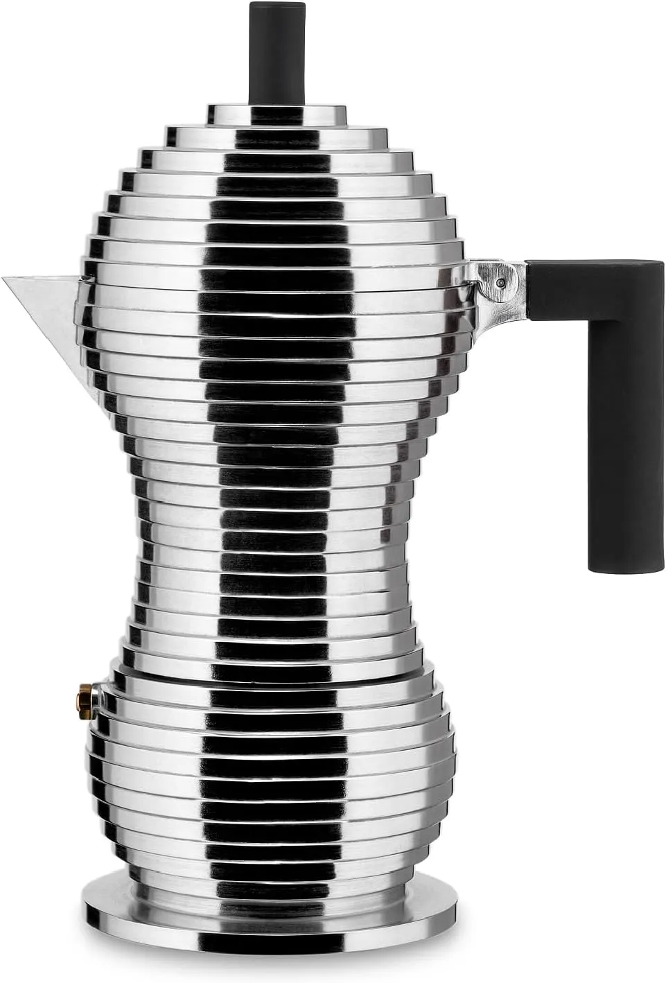 Alessi MDL02/6 B Pulcina Stove Top Espresso 6 Cup Coffee Maker in Aluminum Casting Handle And Knob in Pa, Black