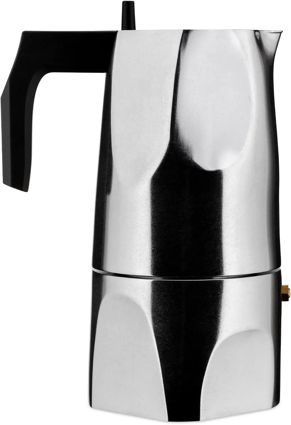 Alessi MT18/6 "Ossidiana" Stove Top Espresso 6 Cup Coffee Maker in Aluminium Casting Handle And Knob in Thermoplastic Resin, Black