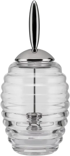 Alessi TW01 Honey Pot, Honey Jar in Glass and Stainless Steel