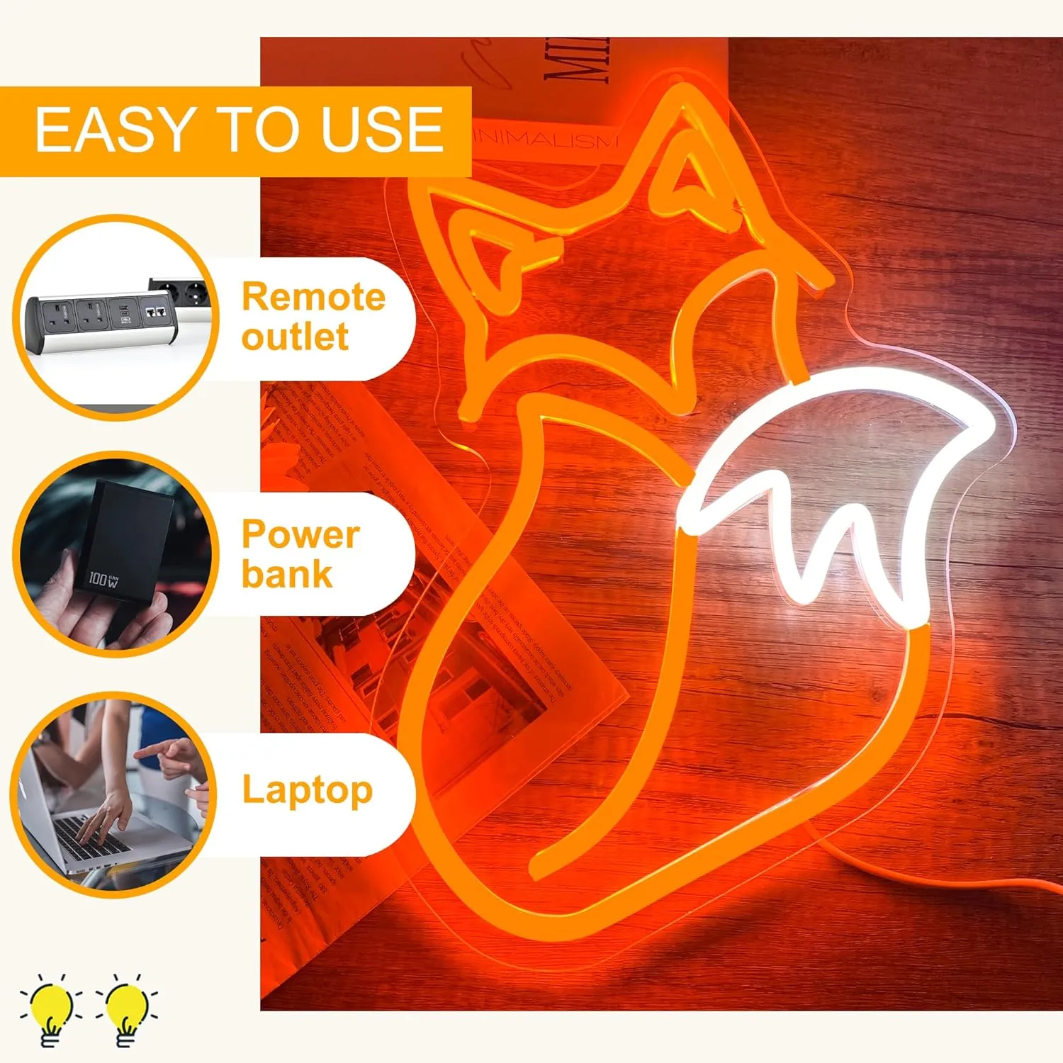 Allball Fox Neon Signs for Wall Decor,Dimmable Fox LED Neon Light Sign Animal Sign Home Wall Art USB Powered for Bedroom Living Room Shop Bar Club Party Gifts(11.8 * 13.3in)